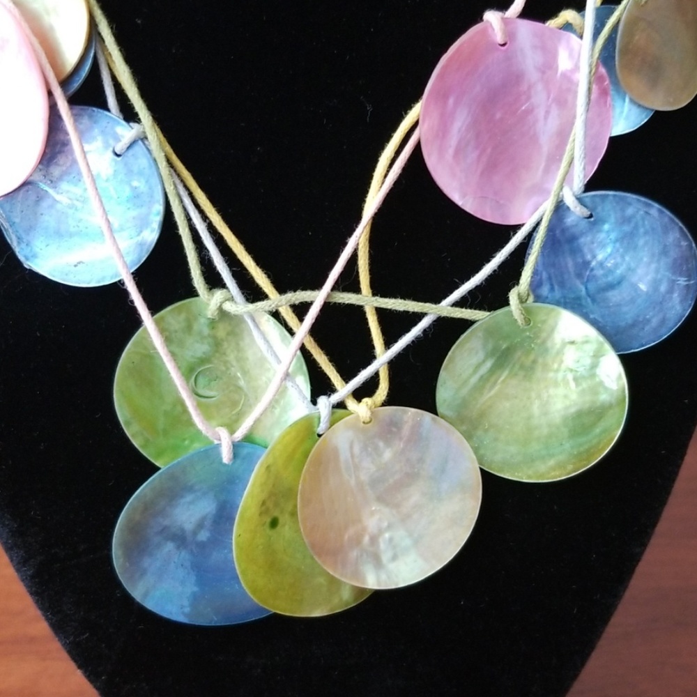 Multicolor Shell Necklace with Pierced Earring Set